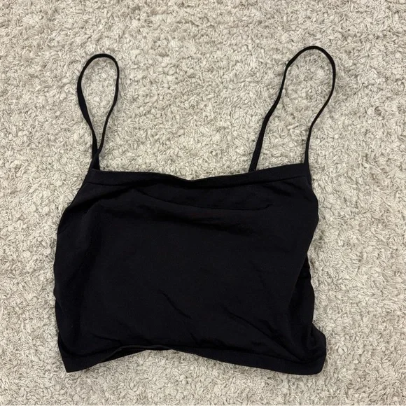 Free People Intimately Black Open Back Cropped Top - Picture 1 of 5